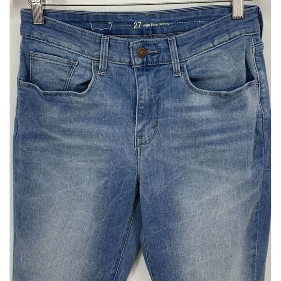 Levis Women Jeans Size 27 Blue Denim Light Washed High Rise Stretch Skinny Fit - Picture 2 of 7